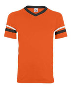Augusta Sportswear V-Neck Jersey with Striped Sleeves (Part 2 of 2) - Orange/ Black/ White