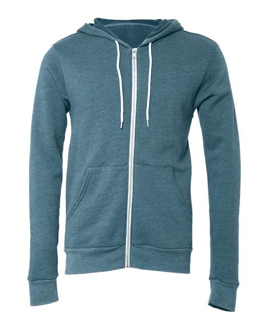 BELLA + CANVAS Unisex Sponge Fleece Full-Zip Hoodie Sweatshirt (Part 1 of 3) - Heather Deep Teal