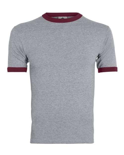 Augusta Sportswear Unisex 50/50 Ringer T-Shirt (Part 1 of 2) - Athletic Heather/ Maroon
