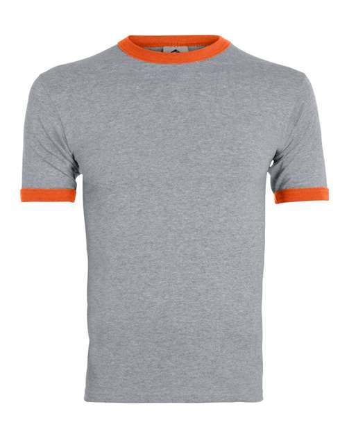 Augusta Sportswear Unisex 50/50 Ringer T-Shirt (Part 1 of 2) - Athletic Heather/ Orange