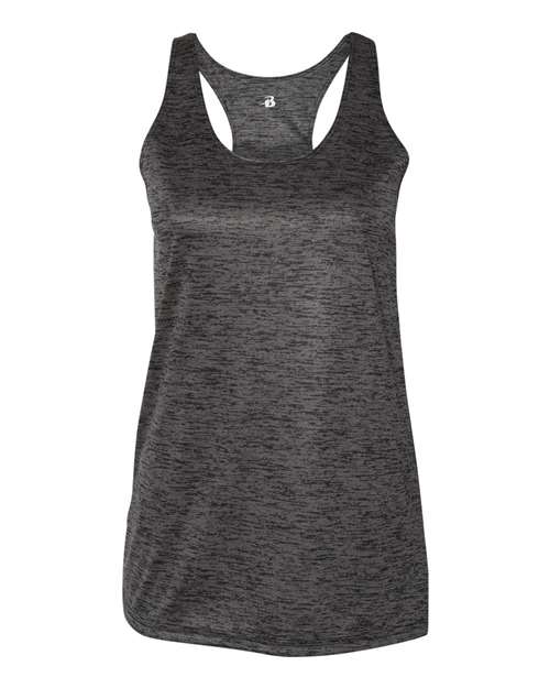 Badger Women's Tonal Blend Racerback Tank Top - Black Tonal Blend