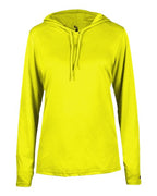 Badger Women's B-Core Hooded Long Sleeve T-Shirt (Part 1 of 2) - Safety Yellow