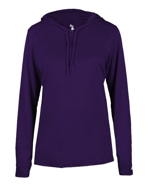 Badger Women's B-Core Hooded Long Sleeve T-Shirt (Part 1 of 2) - Purple