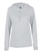 Badger Women's B-Core Hooded Long Sleeve T-Shirt (Part 1 of 2) - Silver
