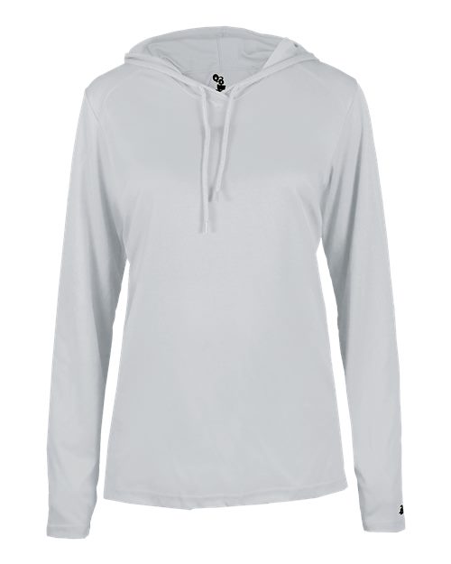 Badger Women's B-Core Hooded Long Sleeve T-Shirt (Part 1 of 2) - Silver