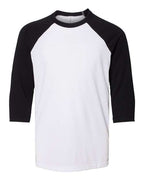 BELLA + CANVAS Youth Three-Quarter Sleeve Baseball Tee - White/ Black