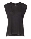 BELLA + CANVAS Women’s Flowy Rolled Cuffs Muscle Tee - Black