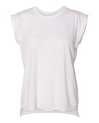 BELLA + CANVAS Women’s Flowy Rolled Cuffs Muscle Tee - White