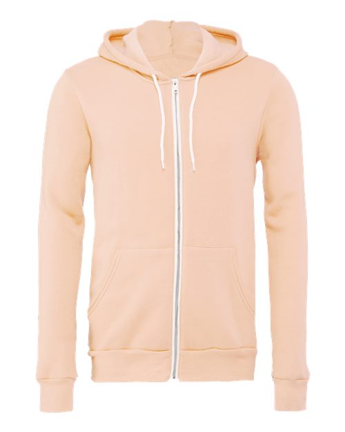BELLA + CANVAS Unisex Sponge Fleece Full-Zip Hoodie Sweatshirt (Part 2 of 3) - Peach