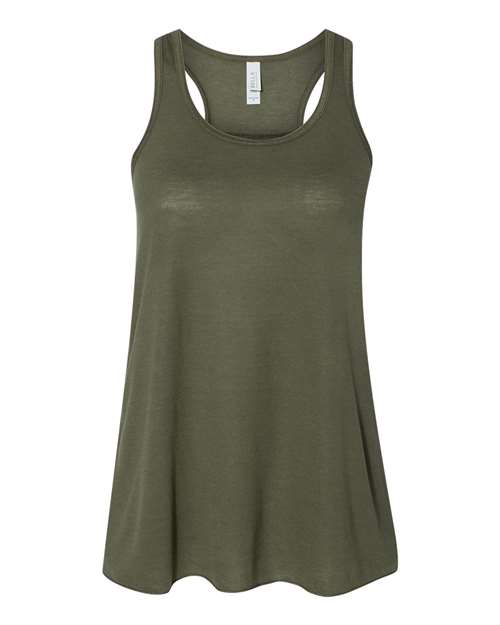 BELLA + CANVAS Women's Flowy Racerback Tank - Military Green