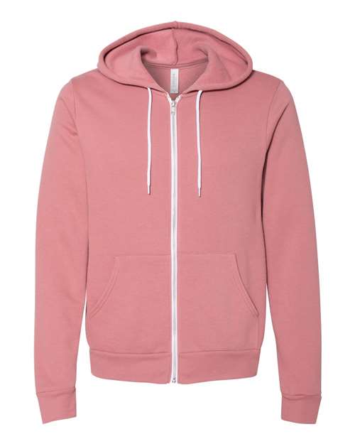 BELLA + CANVAS Unisex Sponge Fleece Full-Zip Hoodie Sweatshirt (Part 2 of 3) - Mauve