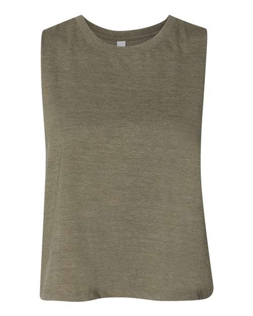 BELLA + CANVAS Women's Racerback Crop Tank - Heather Olive