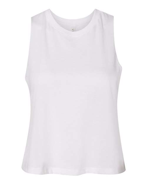 BELLA + CANVAS Women's Racerback Crop Tank - Solid White Blend