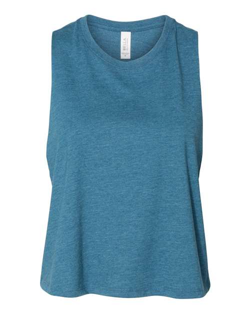 BELLA + CANVAS Women's Racerback Crop Tank - Heather Deep Teal