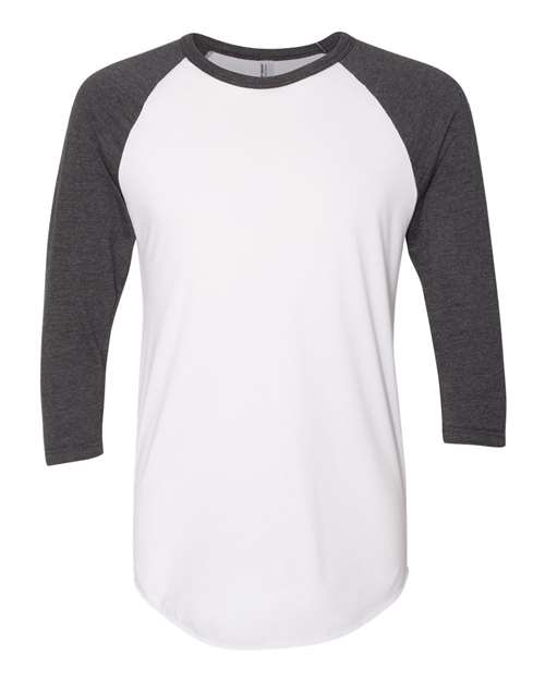 American Apparel Unisex 50/50 Raglan Three-Quarter Sleeve Tee - White/ Heather Black