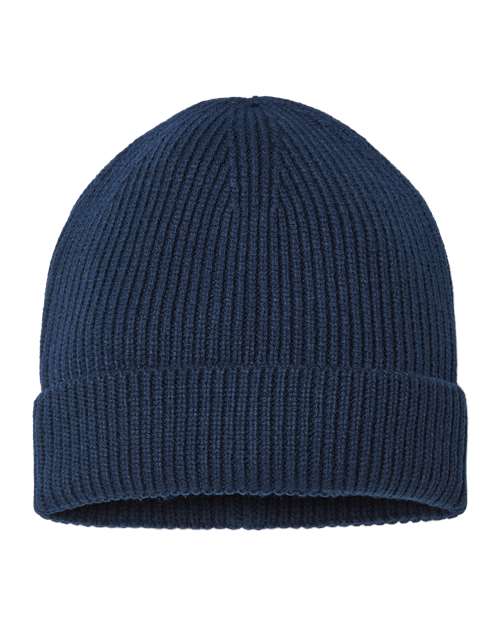 Atlantis Headwear Sustainable Fine Rib Cuffed Beanie - Navy
