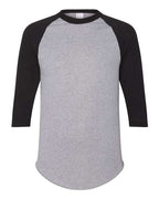 Augusta Sportswear Unisex Three-Quarter Raglan Sleeve Baseball Jersey T-Shirt (Part 1 of 2) - Athletic Heather/ Black