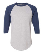 Augusta Sportswear Unisex Three-Quarter Raglan Sleeve Baseball Jersey T-Shirt (Part 1 of 2) - Athletic Heather/ Navy