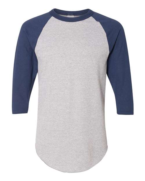 Augusta Sportswear Unisex Three-Quarter Raglan Sleeve Baseball Jersey T-Shirt (Part 1 of 2) - Athletic Heather/ Navy