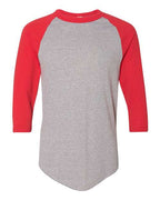 Augusta Sportswear Unisex Three-Quarter Raglan Sleeve Baseball Jersey T-Shirt (Part 1 of 2) - Athletic Heather/ Red