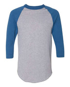 Augusta Sportswear Unisex Three-Quarter Raglan Sleeve Baseball Jersey T-Shirt (Part 1 of 2) - Athletic Heather/ Royal