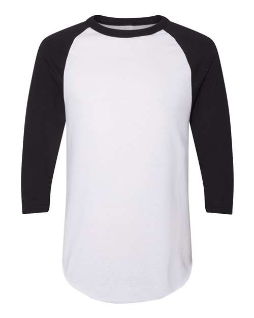 Augusta Sportswear Unisex Three-Quarter Raglan Sleeve Baseball Jersey T-Shirt (Part 1 of 2) - White/ Black