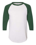 Augusta Sportswear Unisex Three-Quarter Raglan Sleeve Baseball Jersey T-Shirt (Part 1 of 2) - White/ Dark Green