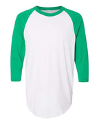 Augusta Sportswear Unisex Three-Quarter Raglan Sleeve Baseball Jersey T-Shirt (Part 1 of 2) - White/ Kelly
