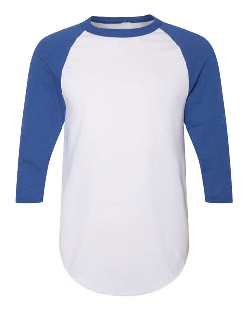 Augusta Sportswear Unisex Three-Quarter Raglan Sleeve Baseball Jersey T-Shirt (Part 1 of 2) - White/ Royal