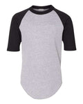 Augusta Sportswear Youth Three-Quarter Sleeve Baseball Jersey - Athletic Heather/ Black