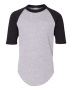 Augusta Sportswear Youth Three-Quarter Sleeve Baseball Jersey - Athletic Heather/ Black