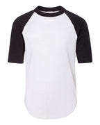 Augusta Sportswear Youth Three-Quarter Sleeve Baseball Jersey - White/ Black
