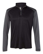 Badger Men's Ultimate SoftLock™ Sport Quarter-Zip Pullover - Black/ Graphite