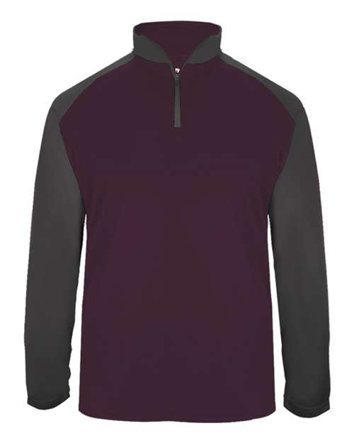 Badger Men's Ultimate SoftLock™ Sport Quarter-Zip Pullover - Maroon/ Graphite