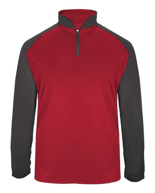 Badger Men's Ultimate SoftLock™ Sport Quarter-Zip Pullover - Red/ Graphite