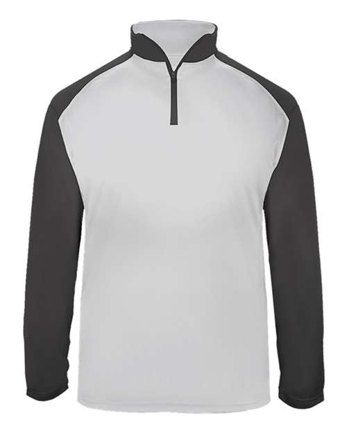 Badger Men's Ultimate SoftLock™ Sport Quarter-Zip Pullover - White/ Graphite