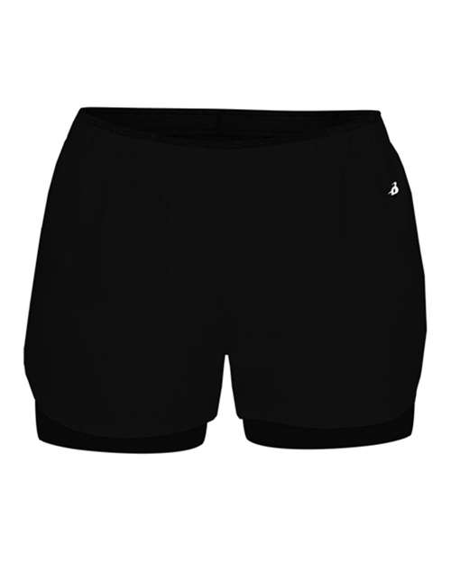 Badger Women's Double Up Shorts - Black/ Black