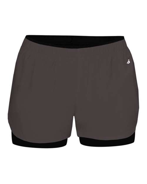 Badger Women's Double Up Shorts - Graphite/ Black