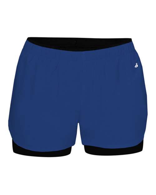 Badger Women's Double Up Shorts - Royal/ Black