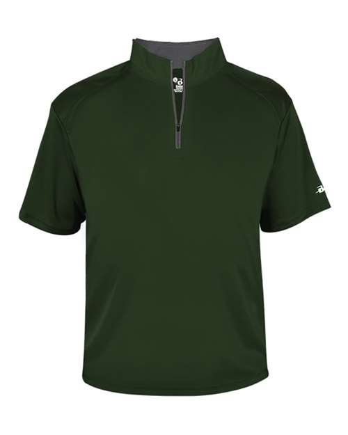Badger Men's B-Core Short Sleeve Quarter-Zip (Part 1 of 2) - Forest/ Graphite