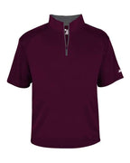 Badger Men's B-Core Short Sleeve Quarter-Zip (Part 1 of 2) - Maroon/ Graphite