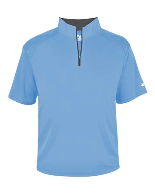 Badger Men's B-Core Short Sleeve Quarter-Zip (Part 1 of 2) - Columbia Blue/ Graphite