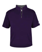 Badger Men's B-Core Short Sleeve Quarter-Zip (Part 1 of 2) - Purple/ Graphite