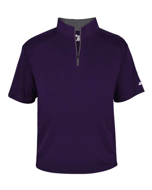Badger Men's B-Core Short Sleeve Quarter-Zip (Part 1 of 2) - Purple/ Graphite