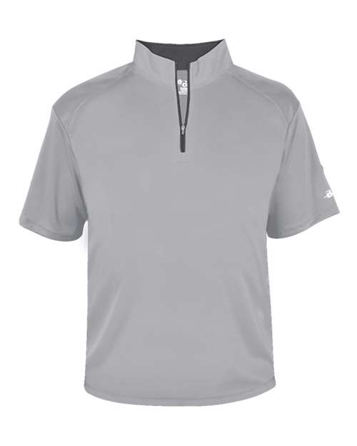 Badger Men's B-Core Short Sleeve Quarter-Zip (Part 1 of 2) - Silver/ Graphite