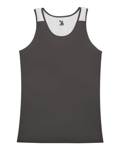 Alleson Athletic Women's Ventback Singlet - Graphite/ White