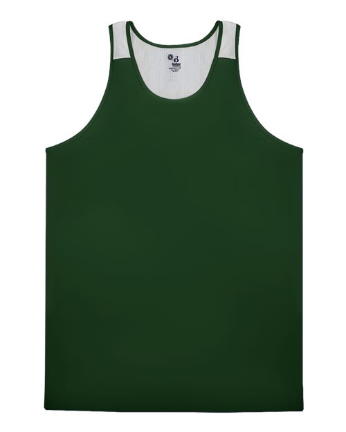 Alleson Athletic Men's Ventback Singlet Tank Top - Forest/ White