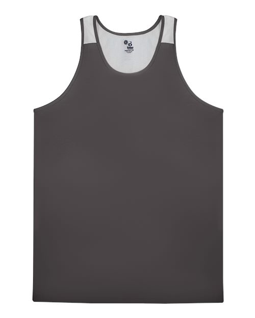 Alleson Athletic Men's Ventback Singlet Tank Top - Graphite/ White