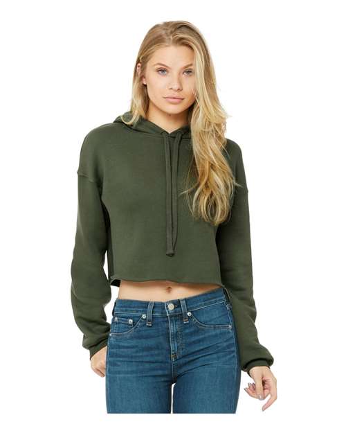 BELLA + CANVAS Women's Crop Hoodie Sweatshirt - Military Green