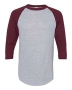 Augusta Sportswear Unisex Three-Quarter Raglan Sleeve Baseball Jersey T-Shirt (Part 1 of 2) - Athletic Heather/ Maroon